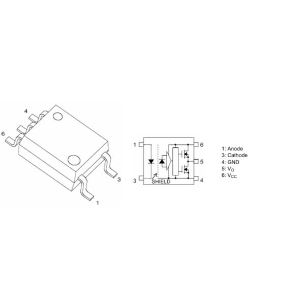 TLP152 10Mbps High-Speed Optocoupler 5000Vrms Isolation 5mA Low Input SOIC-6 -40°C to +100°C AEC-Q101