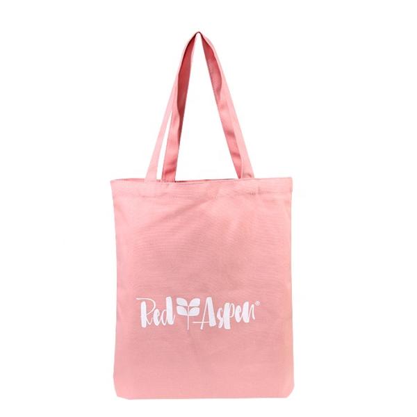 Thick Portable Reusable Cotton Tote Bags , Korean Style Pink Canvas Tote Bags