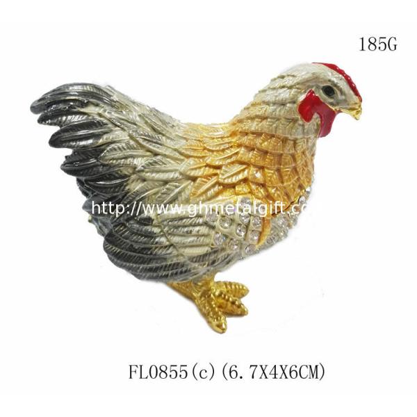 Hen hinged trinket jewelry box for new year rooster figure gifts jeweled enameled trinket boxes