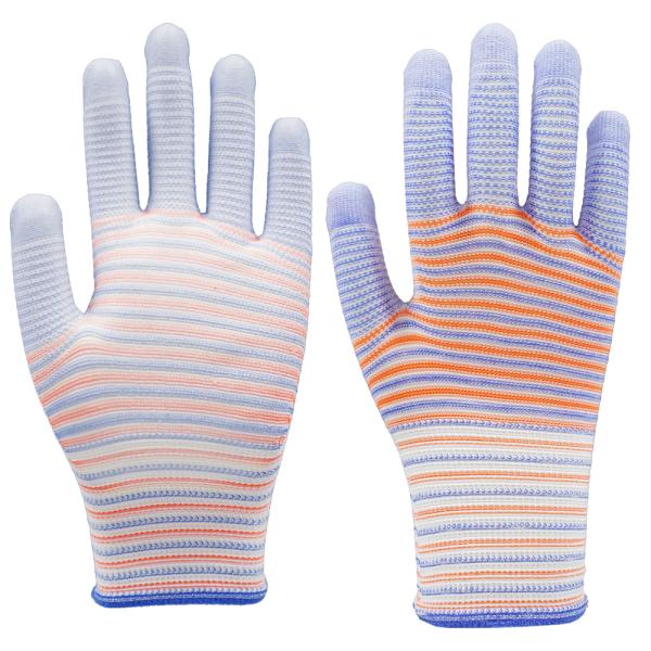 13 Gauge Polyester PU Palm Coated Gloves with Zebra Design