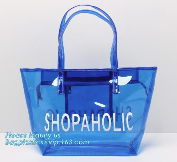PVC soft pouch bag with round, packaging bag with embroidery recyclable quilt packaging bag, Handle Bag, PVC Shopping Ba
