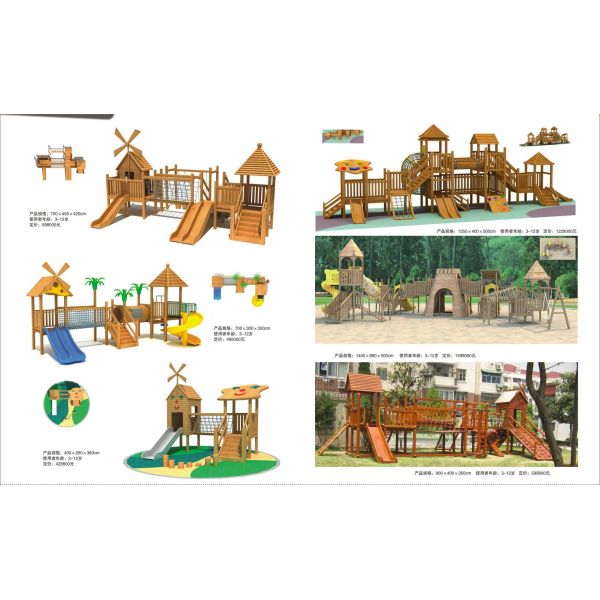 Customized Colorful Wooden Outdoor Climbing Structure 880*350*400CM