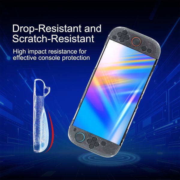Sparkling TPU Controller Cases with Diamond Pattern PC Middle Frame Cover - Anti-Slip Grip & Shockproof Hard Shell Set for Nintendo Switch 2