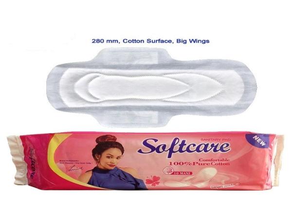 Soft Non Woven Eco Friendly Disposable Sanitary Pads 1mm Thick Cotton Surface