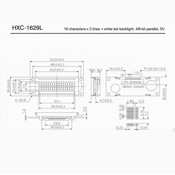 1.4 Inch Monochrome Graphic Lcd Display Fpc Cable 16 Pin Hd44780