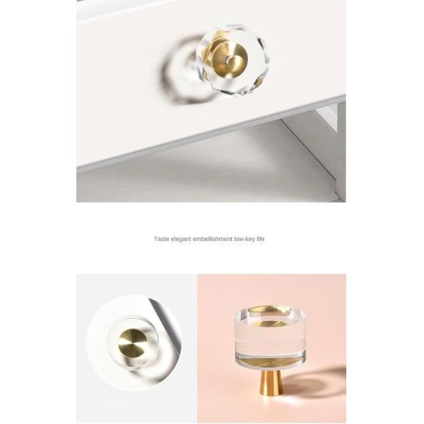 Modern Luxury French Crystal Single-Hole Brass Door Handle Pull for Dresser for Bedroom Use