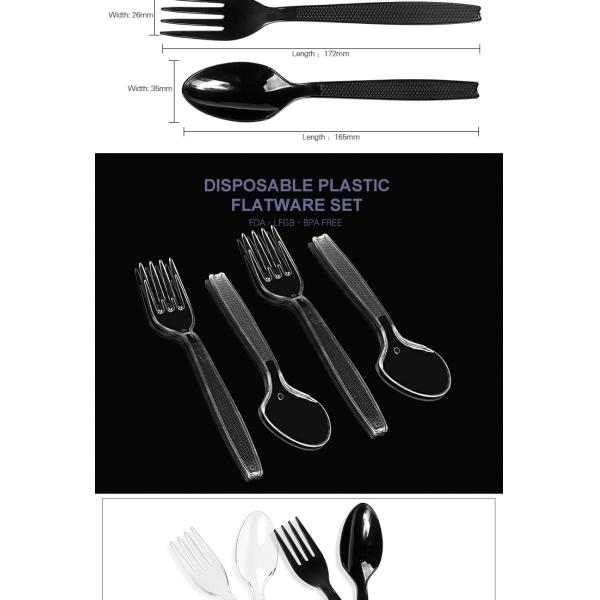 Factory direct dessert supplies 6.5 inch disposable plastic cutlery set