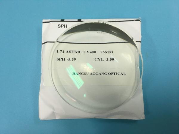 Hydrophobic / AR Coating Prescription Eyeglass Lenses 1.74 Index Aspherical Surface