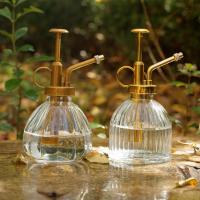 Botella de spray de vidrio de 500 ml de color personalizado con una falda a presión para regar el jardín