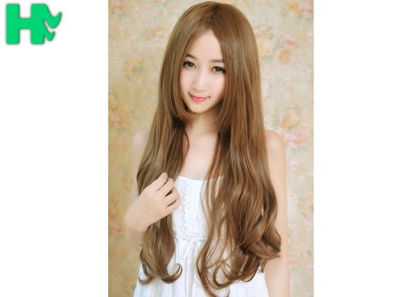 HuanFei Hair Synthetic Brown Wigs For Beautiful Women Long Wavy