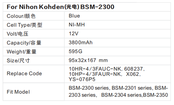 Monitor Battery For Nihon Kohden BSM-2300