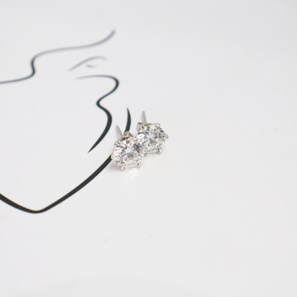Wholesale 18K White Gold Plated 1CT Lab Diamond Stud Earring Fashion Jewelry for Weddings & Parties Rhodium Setting