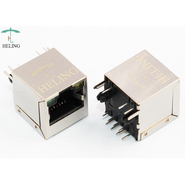 8P8C RJ45 Shielded Connector Vertical Type With LED Indicator Pipe