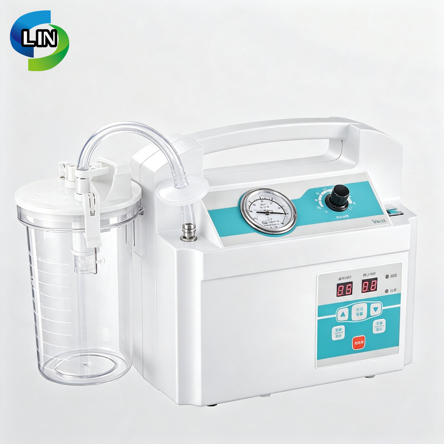 Medical negative pressure aspirator with maximum vacuum degree ≥32KPa (240mmHg), flow rate ≥20L/min, and noise level ≤50dB(A) for surgical and wound suction