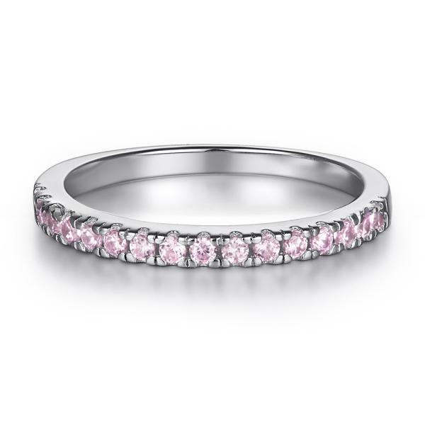 Anillo de novia de plata de 925 esterlinas Anillos de boda de compromiso de CZ redondeado para ella