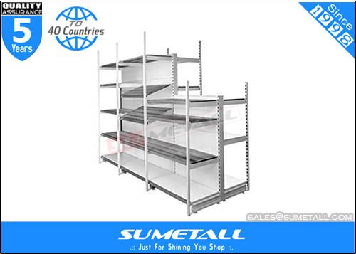 Store Display Shelves Outrigger Post System , Metal Grocery Store Shelving Multilayer