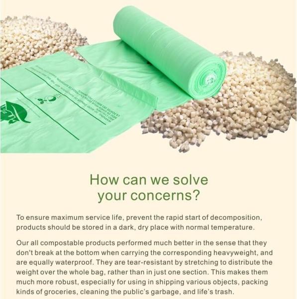 Starch Compostable Disposable Biodegradable Plastic Custom Printed Flat Garbage Bag, Compostable Bags Heavy Duty 25KG