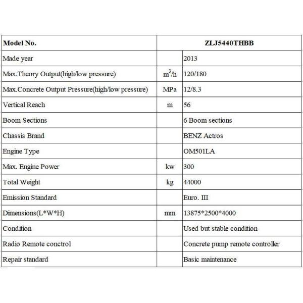 Max.Vertical Reach 52 Meter Heavy Equipment for Construction Used Concrete Pump