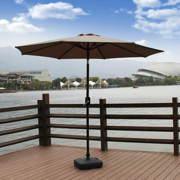 Leisure Modern Style Steel Made Beach Umbrella with Hand Crank and Waterproof Fabric