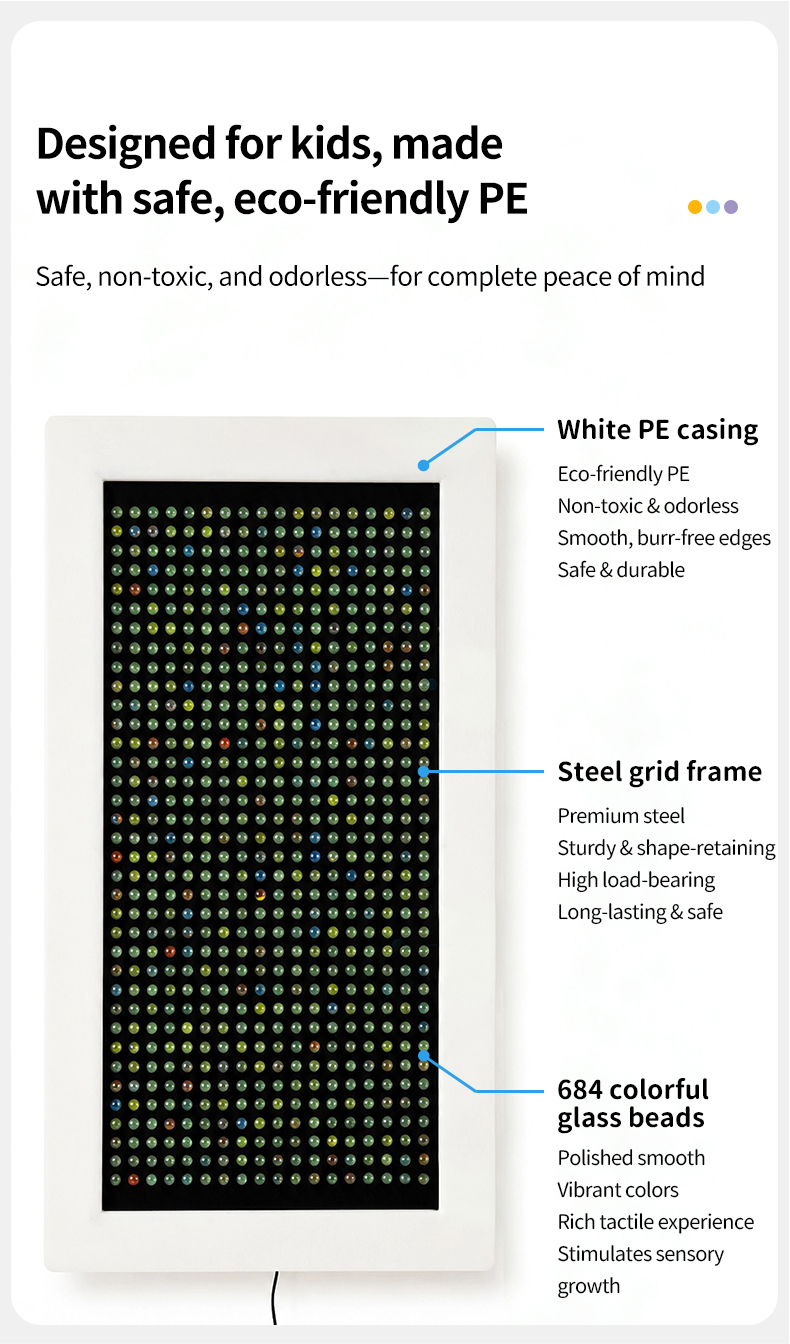 Interactive Sensory Wall LED Light Panel with RGB Color Changing and Customizable Dimensions for Kids Aged 2 to 14