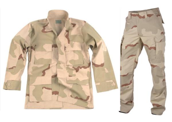 Desert Woodland Army Camo Suit , Mock - Neck Collar Tactical Camo Clothing