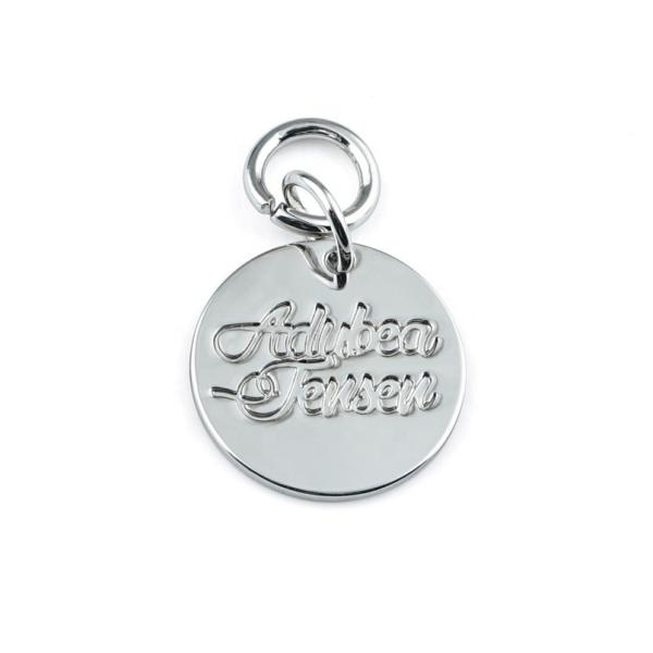 Customized Metal Name Tag Plate with Engraved Logo Round Shape Handbag Accessories