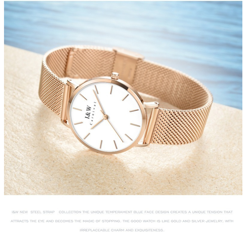 Ultra Thin Minimalist Ladies Quartz Watch Simple Dial Milanese Mesh Metal Strap 3 Colors Elegant Daily Dress Wrist Watch Gift For Women
