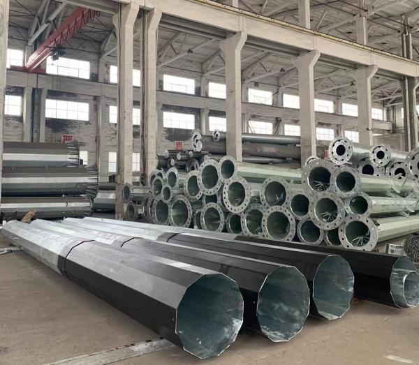 Polygonal Hot Galvanized square tubing Overhead Line Electrical Power Steel Pole