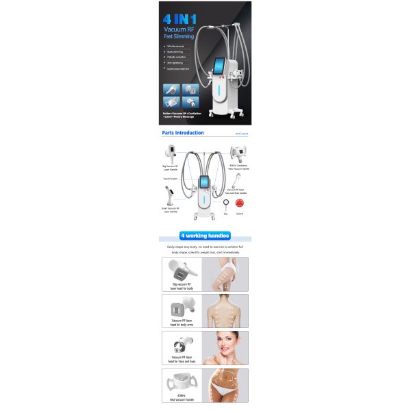 4 in 1 Vela Body Slimming Beauty Machine for Wrinkle Removal Cellulite Removal