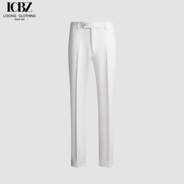Pantalones de traje blanco masculino de color personalizado con características antiarrugas y versátiles