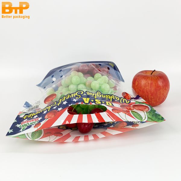 Custom Printed Handle Stand-up Zipper Bags for Fresh Fruits & Vegetables, Fully Recyclable Material PP Bag