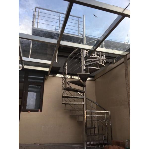 Spiral Staircase VH07S Spiral Stainless Steel Stair Tread Beech Curved Glass Handrail 304 Stainless Steel