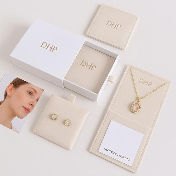 Presentation Rigid Jewelry Packaging Sliding Box With Gold Foil Stamping Logo