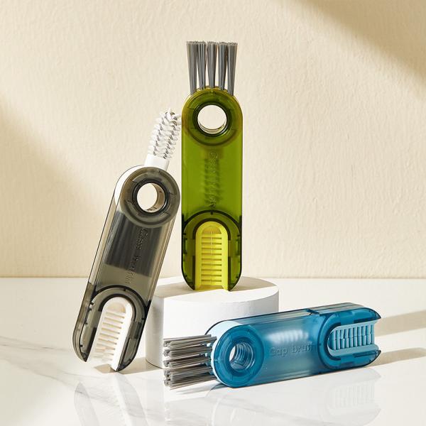 OEM 3 In 1 Bottle Cup Lid Brush Silicone Matrial Straw Crevice Cleaning Tools