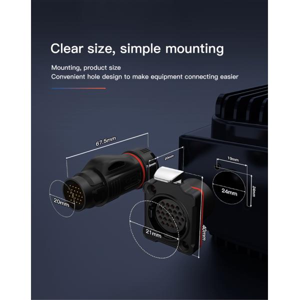 CNLINKO BD24 Plastic 19 Pin Industrial Waterproof Cable Panel Mount Connector