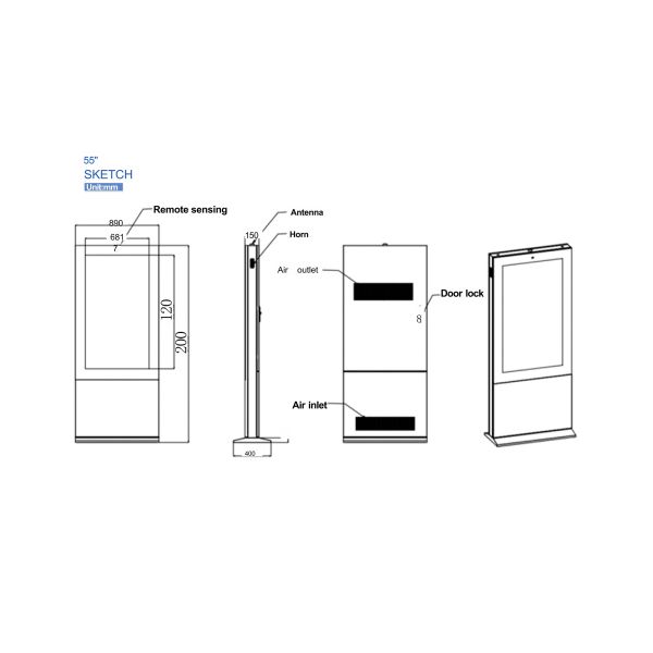 Customizable 65-Inch Outdoor Floor Standing Digital Poster Kiosk LCD Waterproof 10-Point Touch Sunlight Readable Shopping Mall