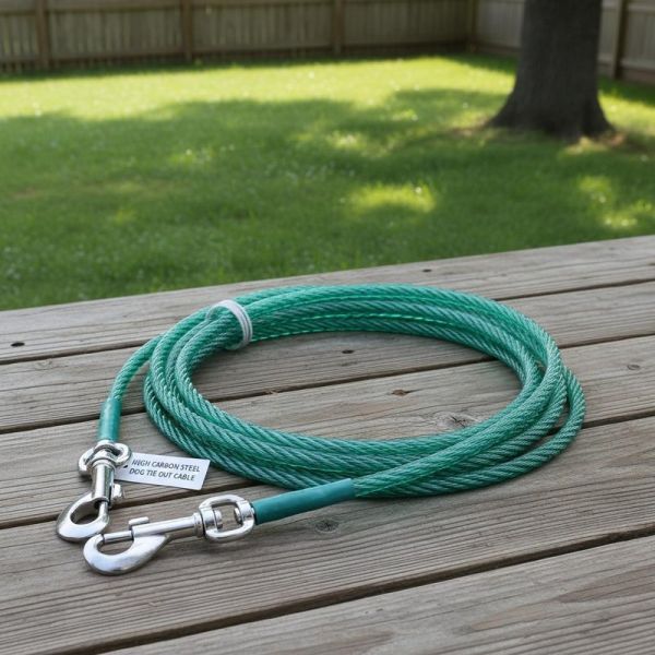 High Carbon Steel Dog Tie Out Cable with 7x7 Construction and PVC Coated for Outdoor Dog Trolley System