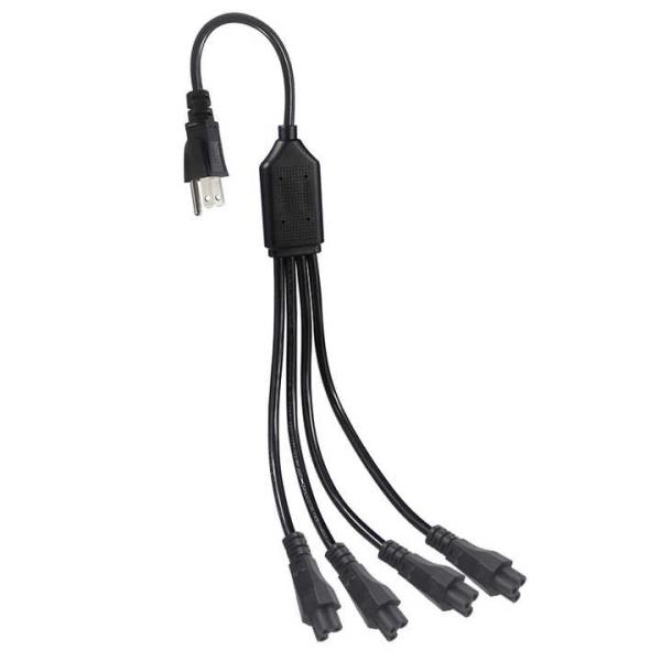NEMA 5-15P to 4-Way IEC C5 Power Splitter Cord- US Plug to Cloverleaf Adapter Cable for Laptop, Adapter, Notebook Charger