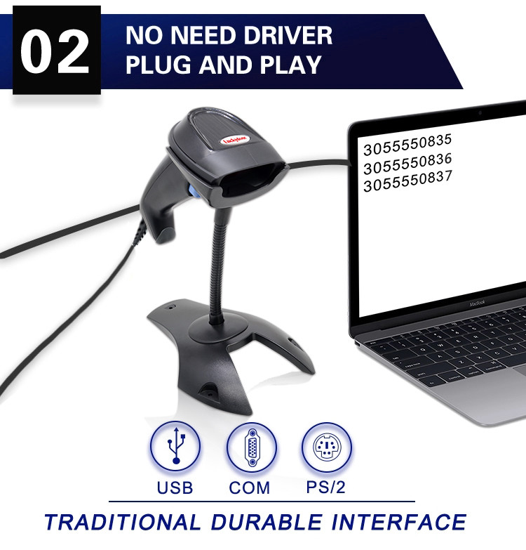 Handheld связанный проволокой читатель кода штриховой маркировки USB RS232 1D проверки супермаркета блока развертки штрихкода POS