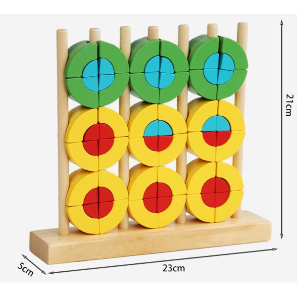 Juguete Interativo Montessori Educativo Preescolar BPA Grátis Rattles Teether 3D Anéis de Bloqueio de Arco-íris de Madeira