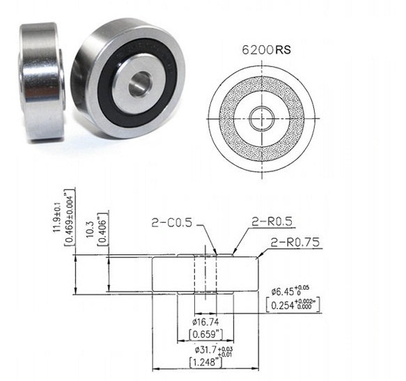 Anti Rust Standard High Speed Bearing , Machinery 6200 2RS Metric Ball Bearings