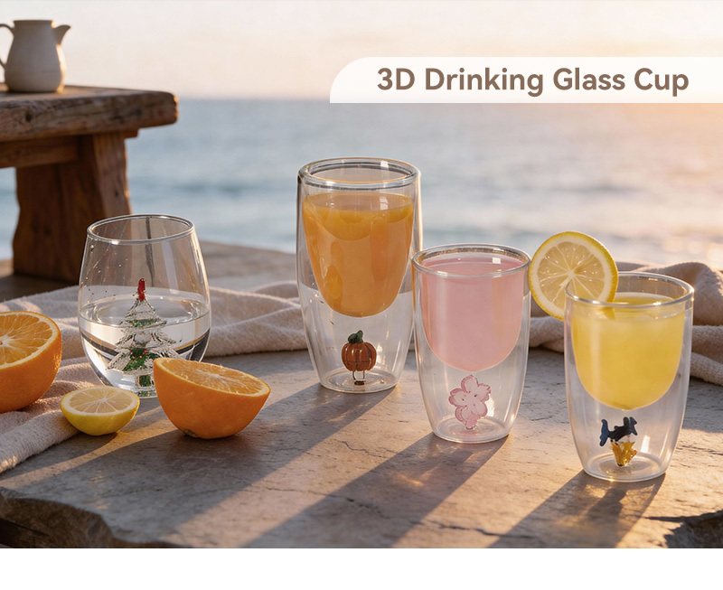 IKOO Professional Manufacturer 3D Coffee Cup Crystal Glass Animal Plant Inner Cup Wish Cup as A Gift-Party Office Morning Mugs for Milk Chocolate Cappuccino, Suitable for Home Office Decoration