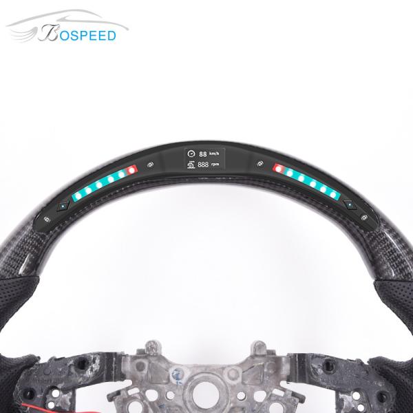 Round Style Honda Carbon Fiber Steering Wheel Civic Plain Weave LED Display