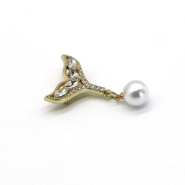 Gold Fox Brooch Pin Inlaid Shiny Diamond For Clothes 2.5cm length 3.5cm height