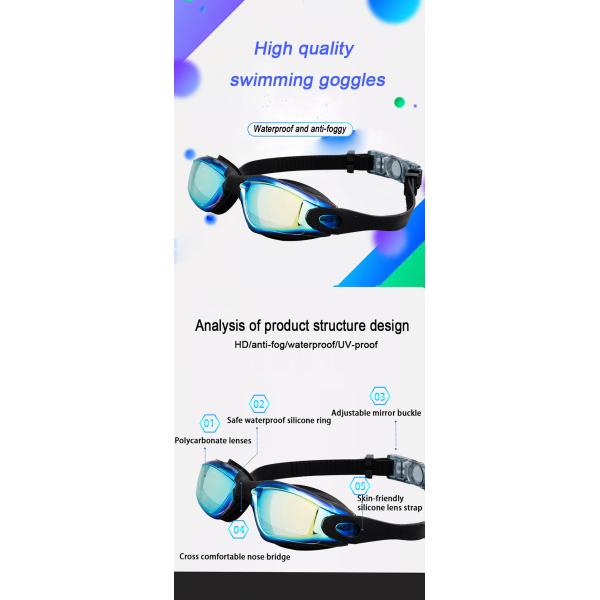 Underwater Sport Adult Swimming Goggles Customized Logo Anti Foggy