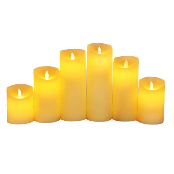 Ivory White Battery Operated Eco-friendly 3D Flame Flickering LED Pillar Candles for Home Decor