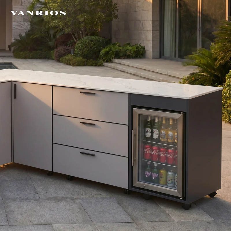 Corrosion & Rust Resistant Finish L Shaped Outdoor Kitchen Kits IP67 Outdoor Bbq Station