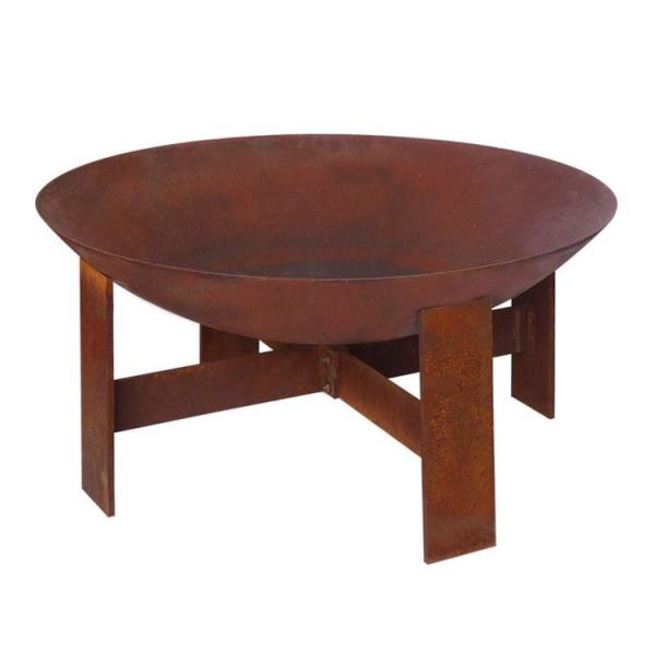 Wood Burning Rust Metal Brazier Corten Steel Fire Pit Round Portable 80cm