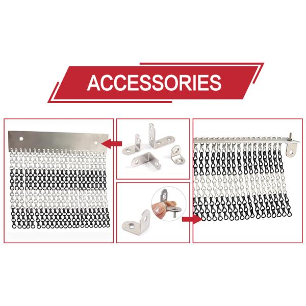 Aluminum Chain Link Ceiling Mesh Curtain with Double Hooks