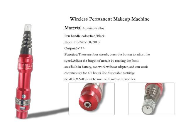Composição permanente vermelha Pen For Eyeline de Kit Electric Wireless Rechargeable Permanent da tatuagem da composição